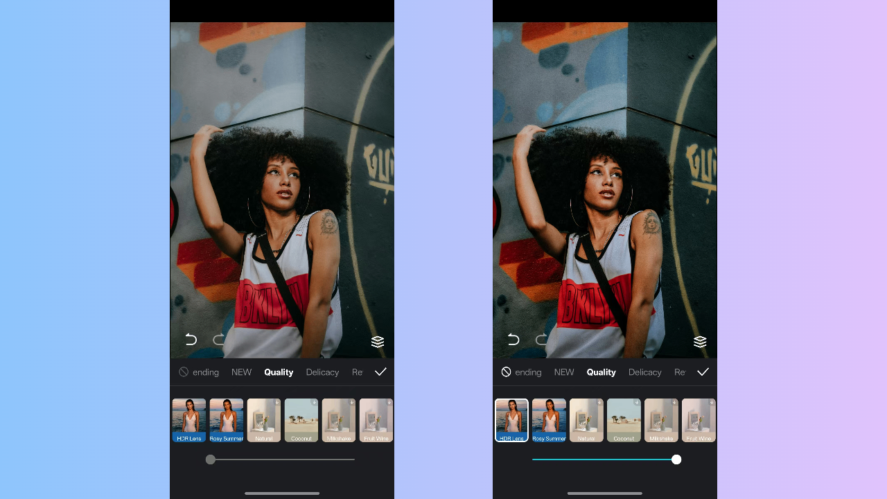 CapCut App's HDR Lens filter