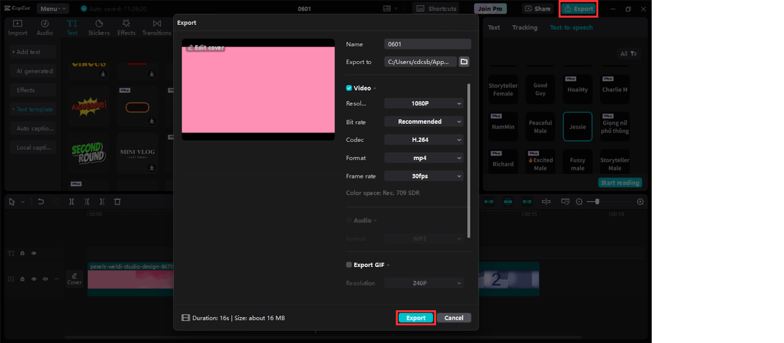 Export your video