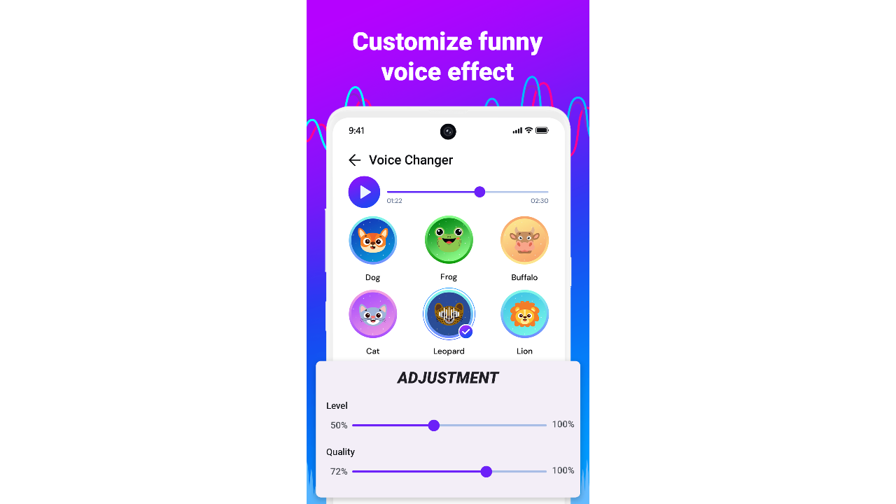 Interfaz de Voice Changer Plus