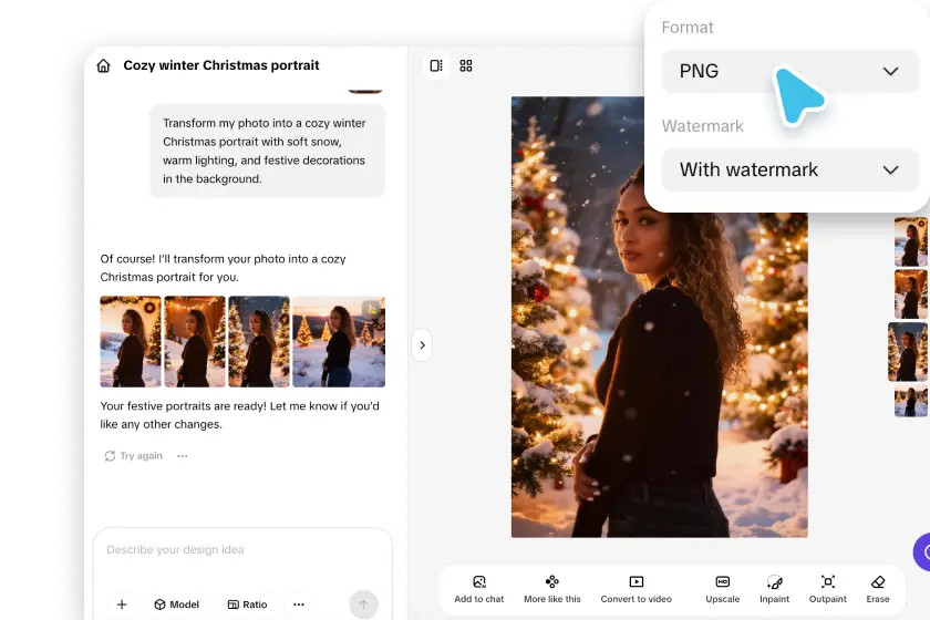 Karácsonyi háttér exportálása a Pippit-ből