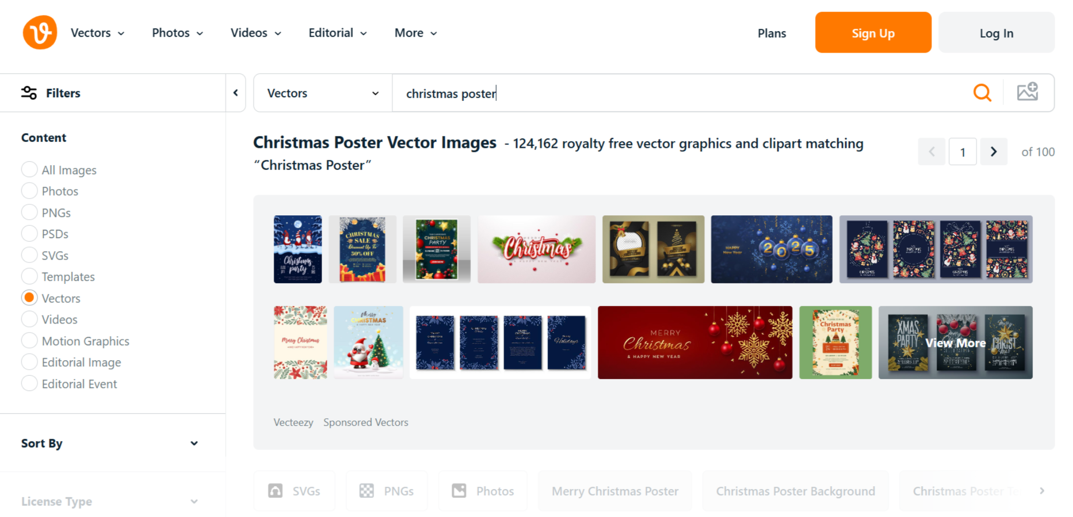 Interface of Vecteezy - a versatile source of Christmas posters