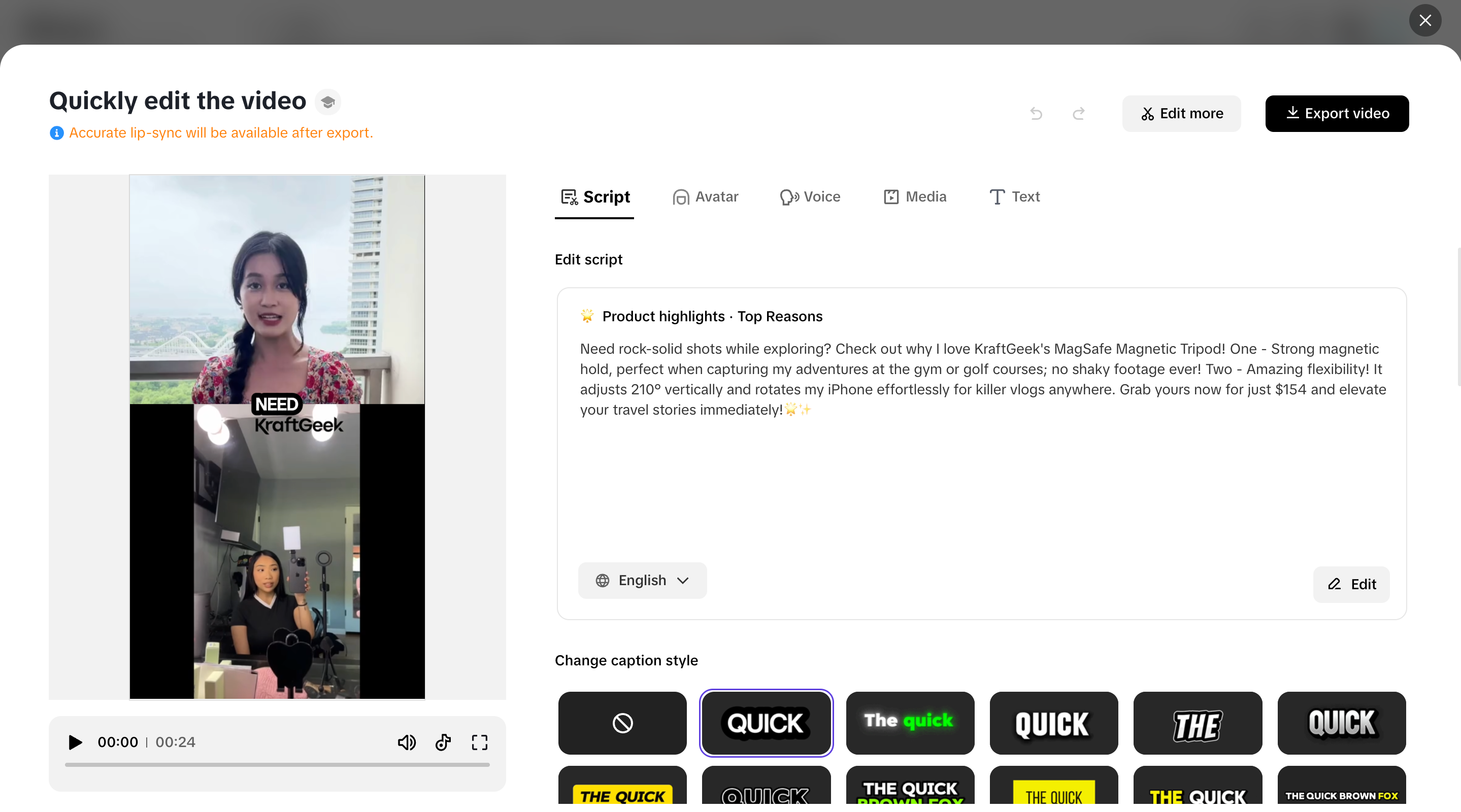 Edit and refine your video