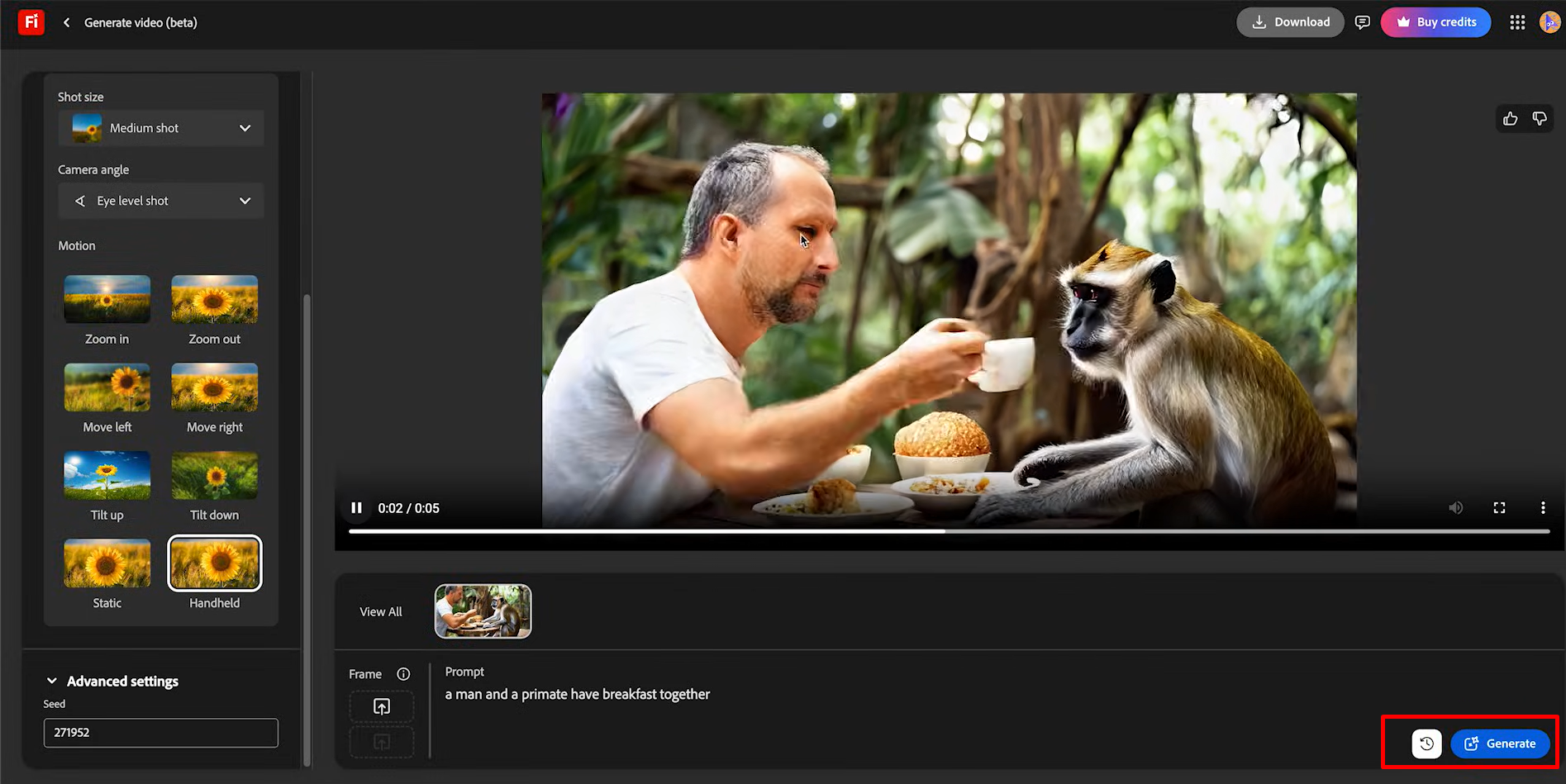 Generating and refining video in Adobe AI video generator
