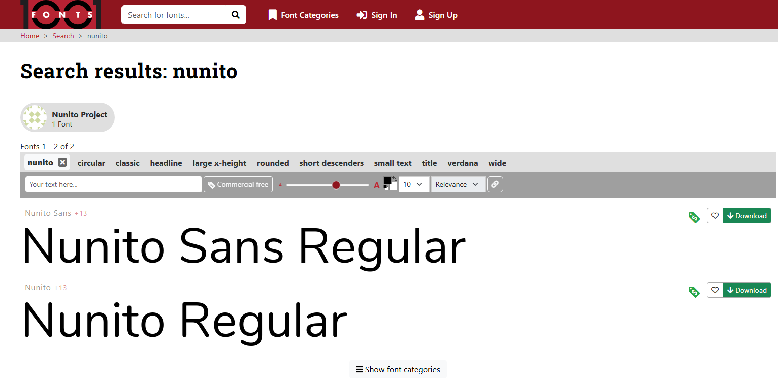 1001 แบบอักษร Nunito