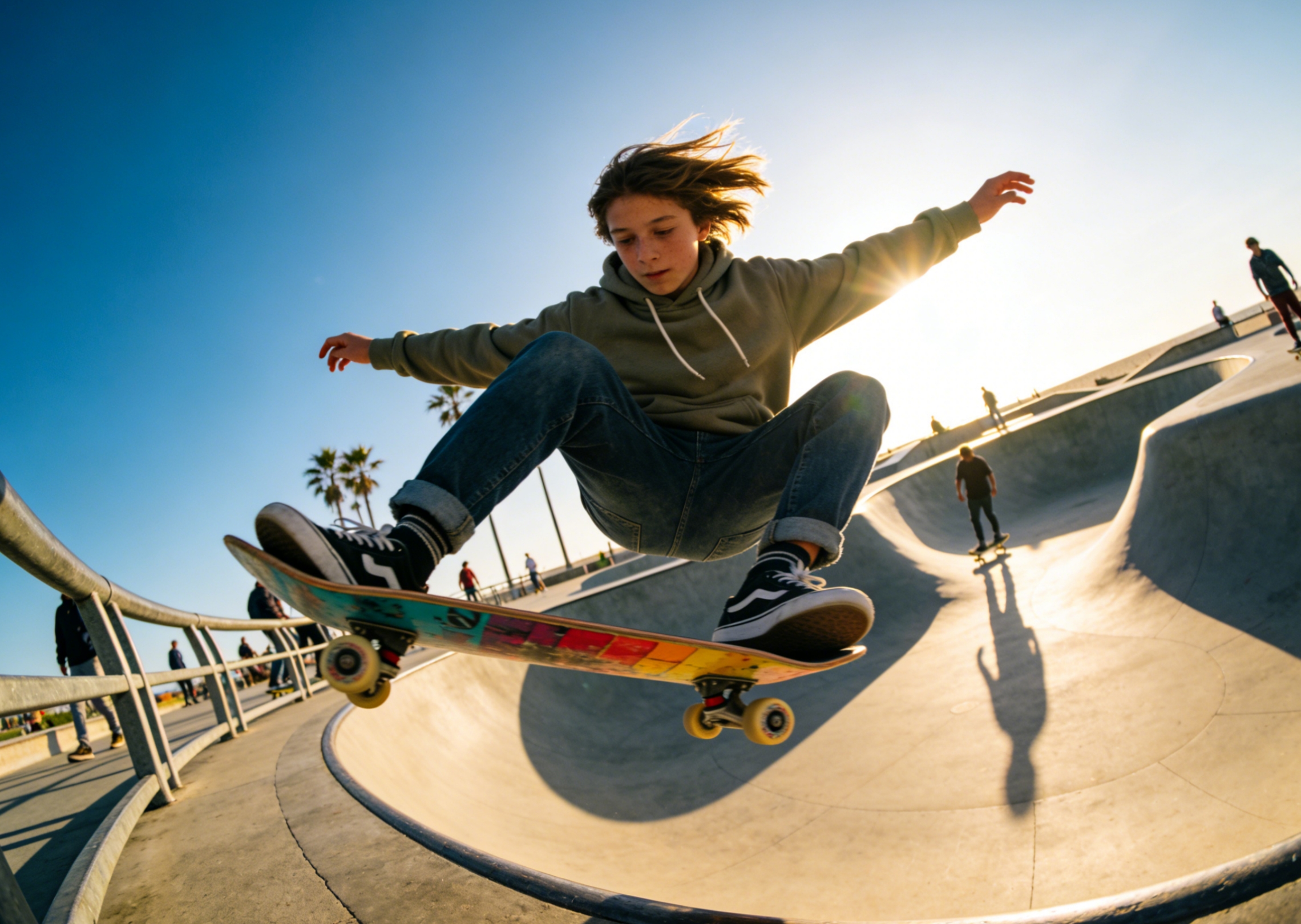 Animate a teenager performing a skateboard trick