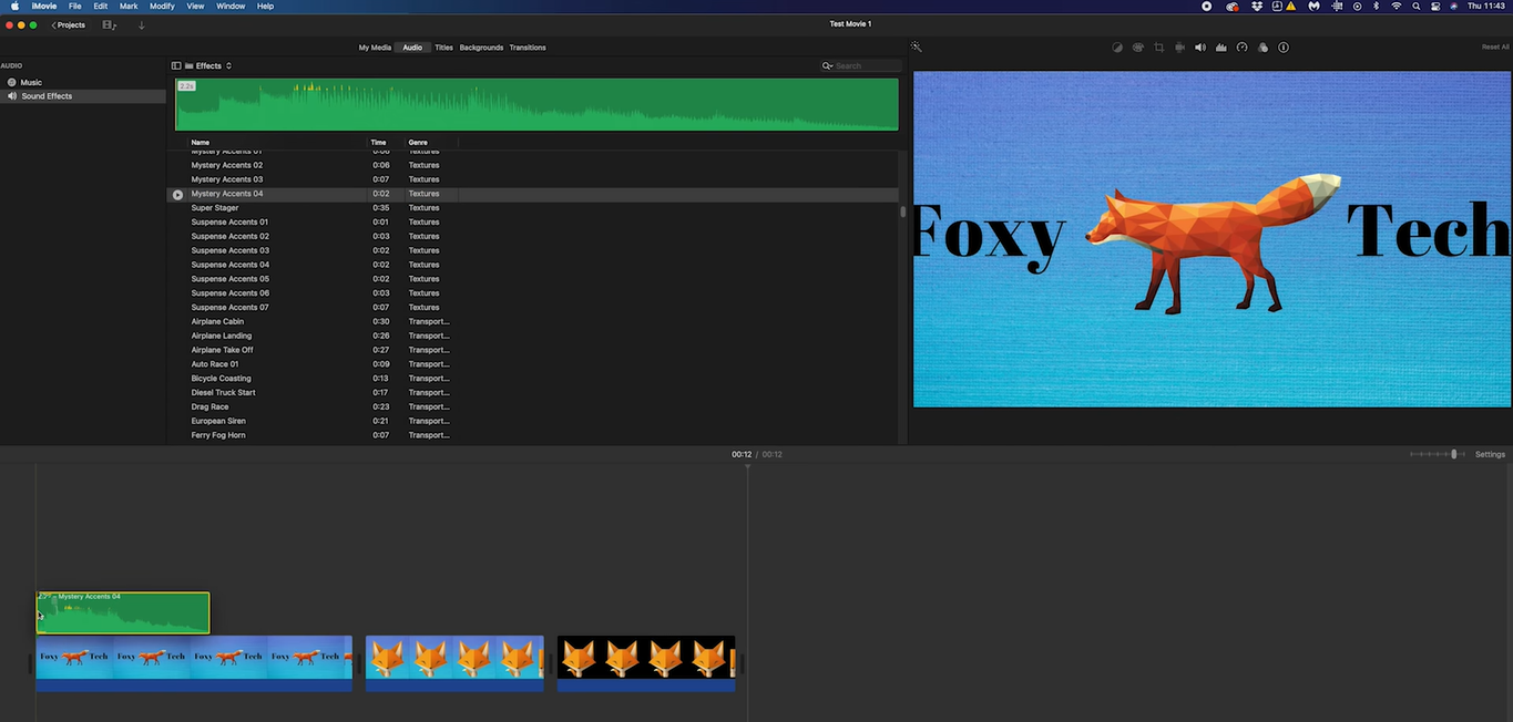 Adding sound effects to the timeline in iMovie