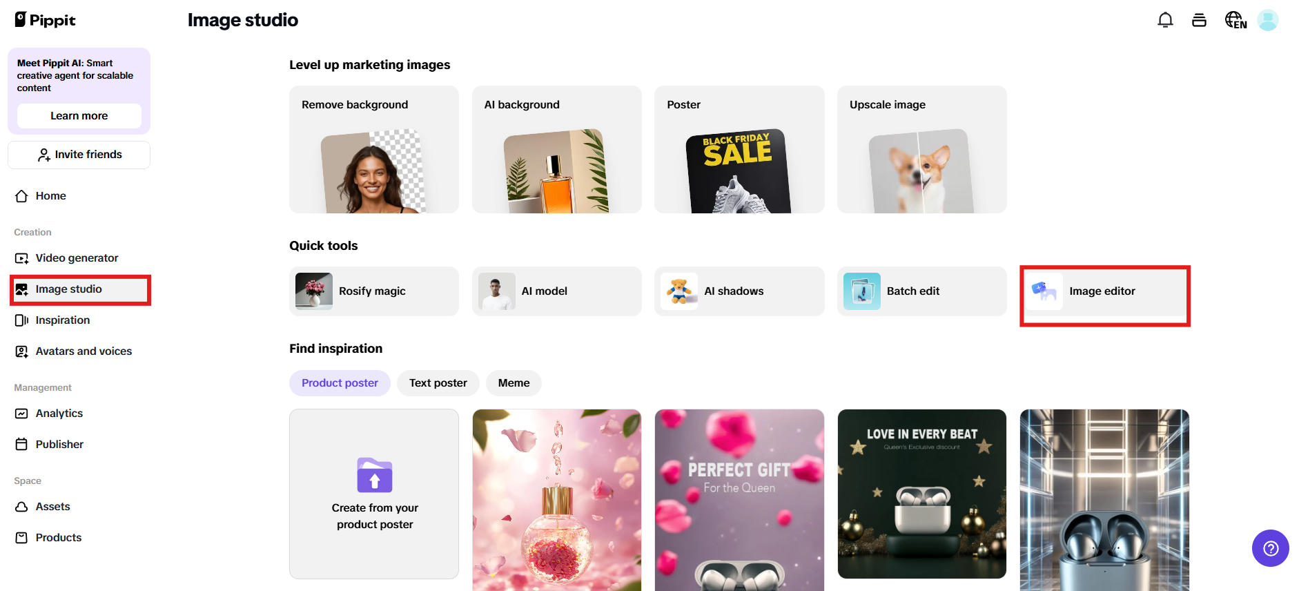 Access image editor to start from scratch