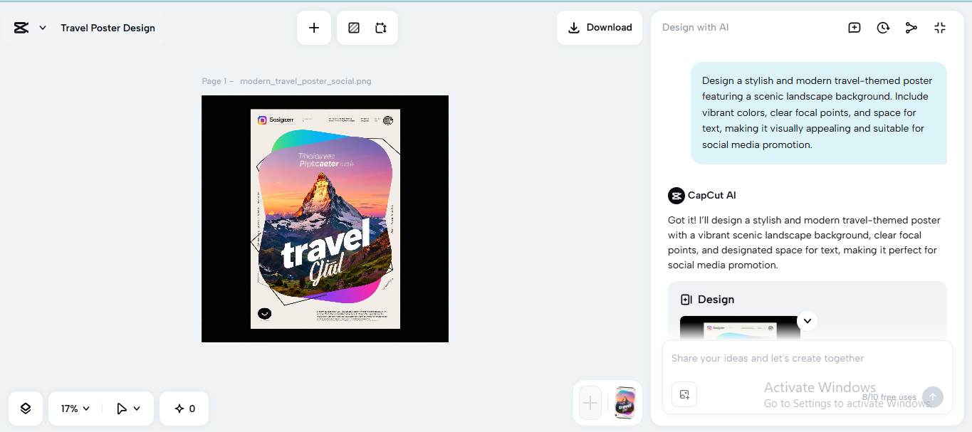 Editing interface of the CapCut desktop video editor