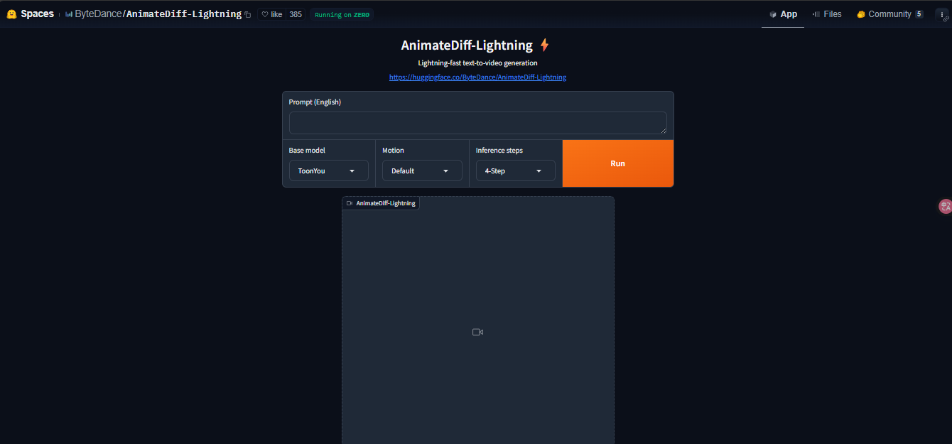 Visit the AnimateDiff Space