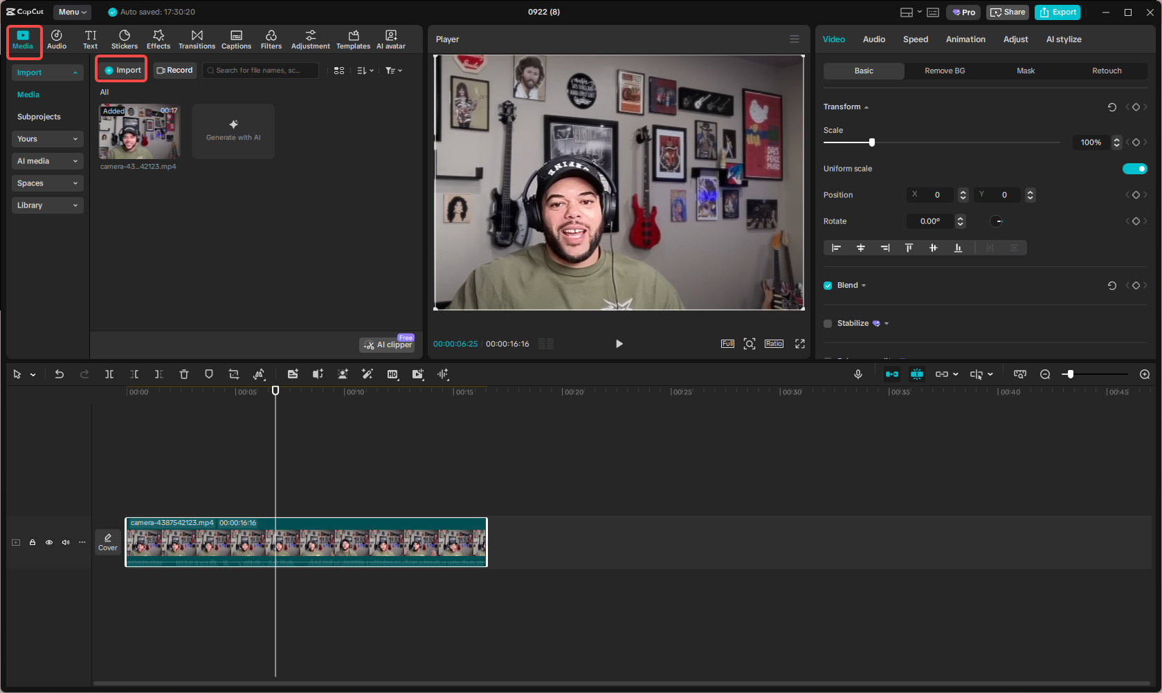 Import media to CapCut