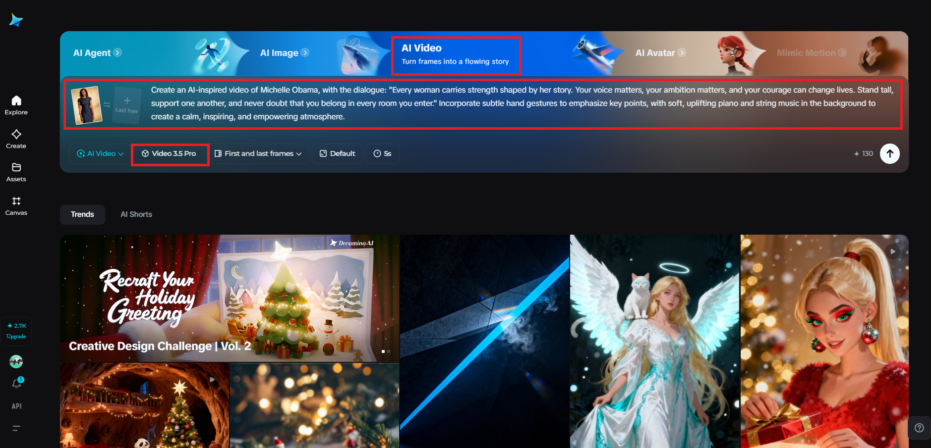 Abra o espaço de trabalho e planeje seu vídeo