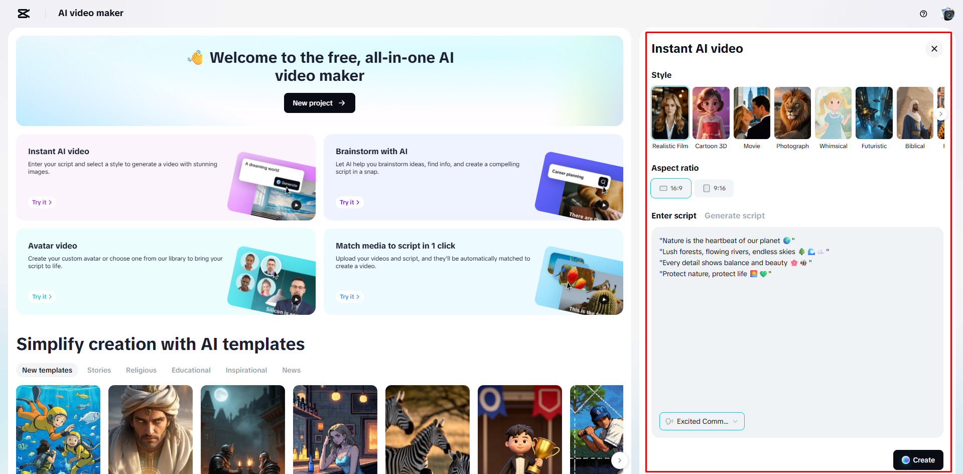 Ein Video aus einem Textskript in CapCut Web erstellen