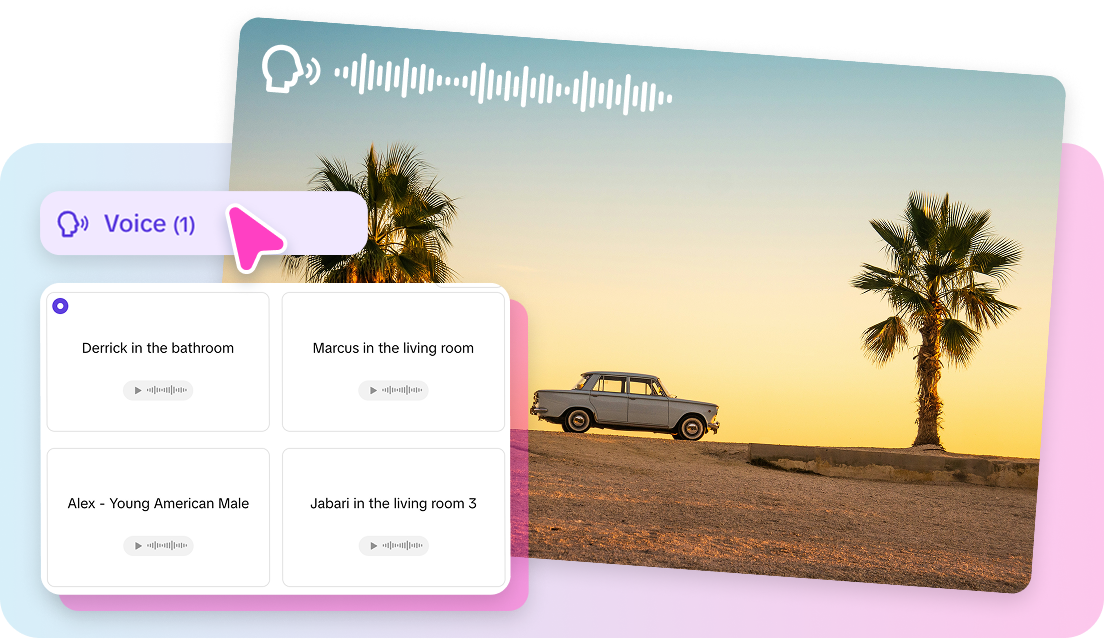 Mga naiaangkop na opsyon para sa voiceover na may iba't ibang tono.