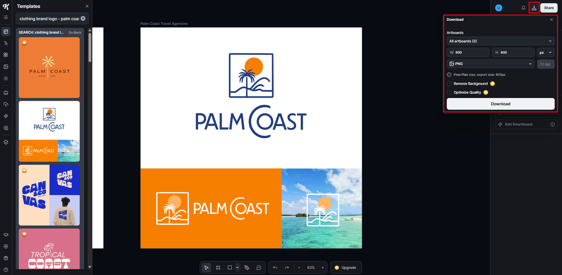 Downloading the logo from Kittl design