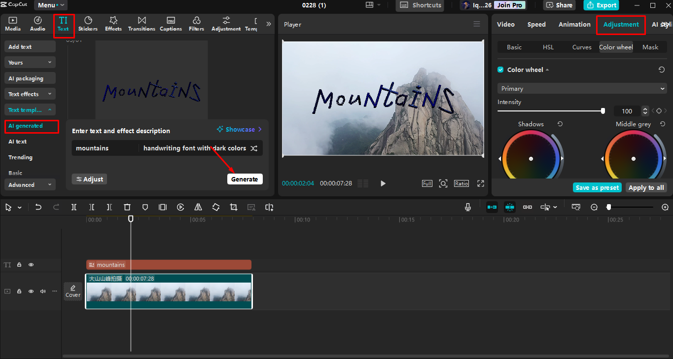 Hinzufügen und Anpassen des Textes im CaCut-Desktop-Video-Editor