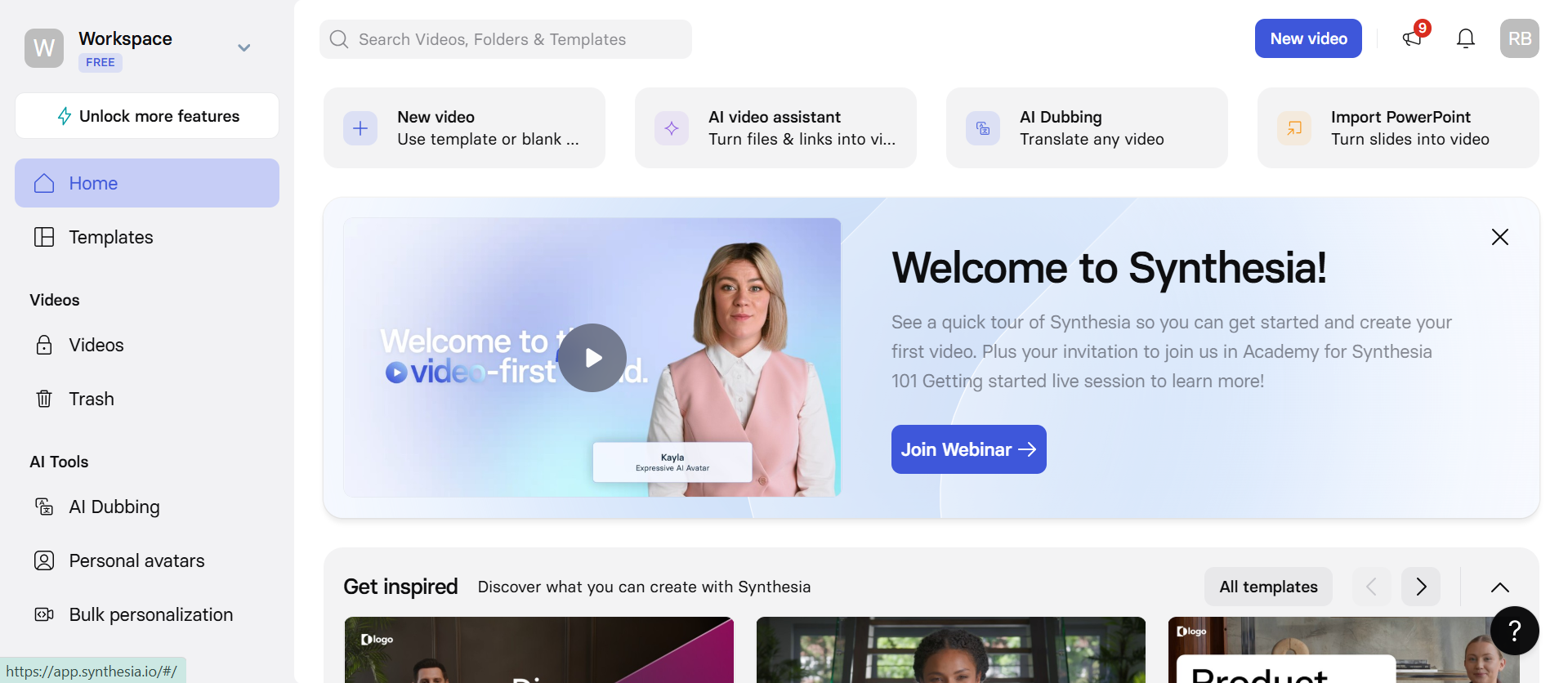 Synthesia - free online AI avatar generator