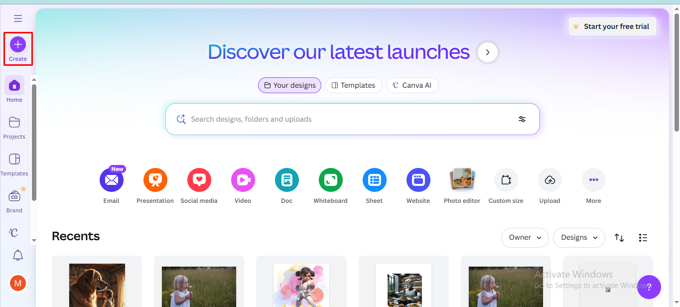 Uploading and opening the image in Canva