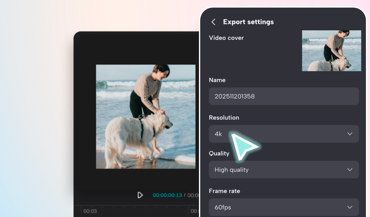 Export and share the video