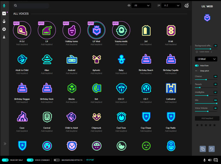 Interface of Voicemod - a perfect real time voice changer