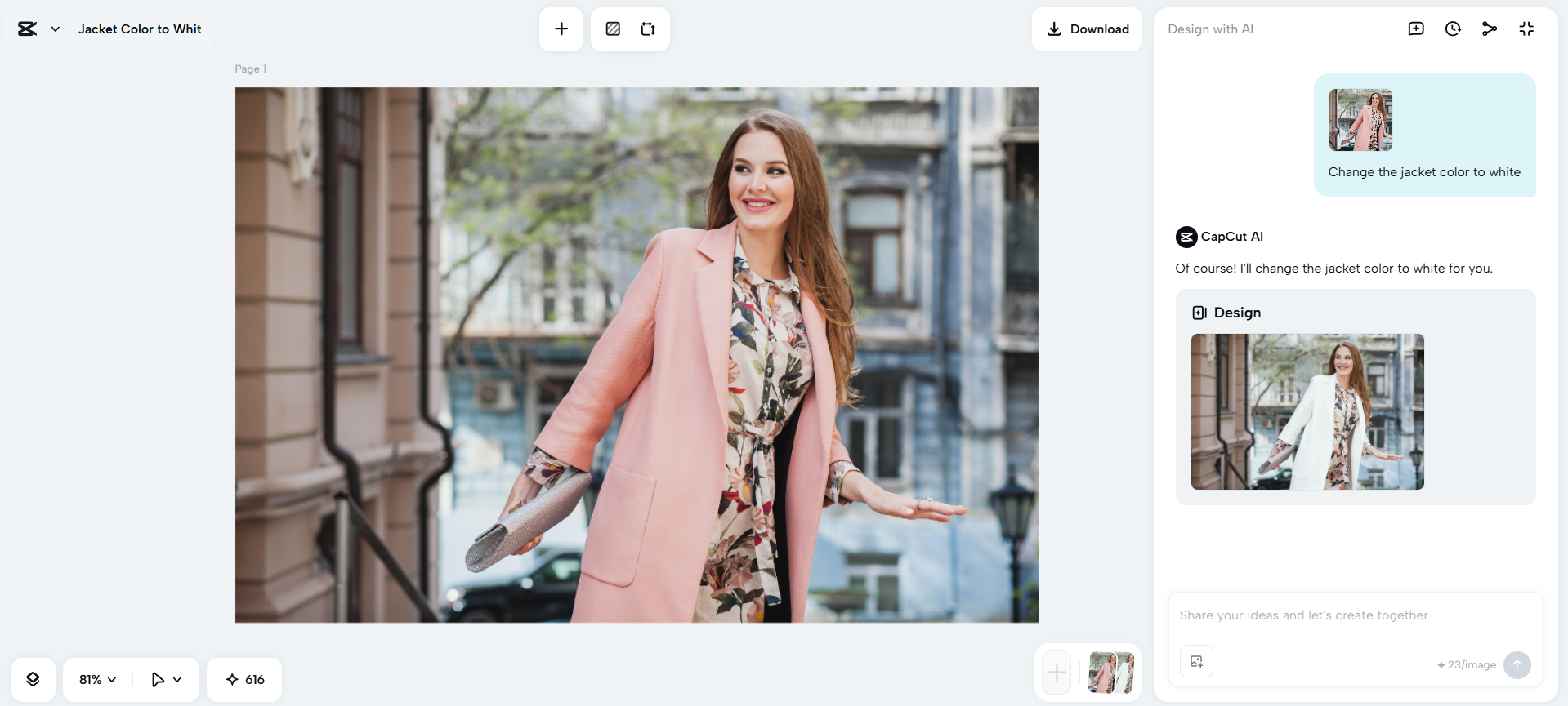 CapCut Web's AI clothes color changer