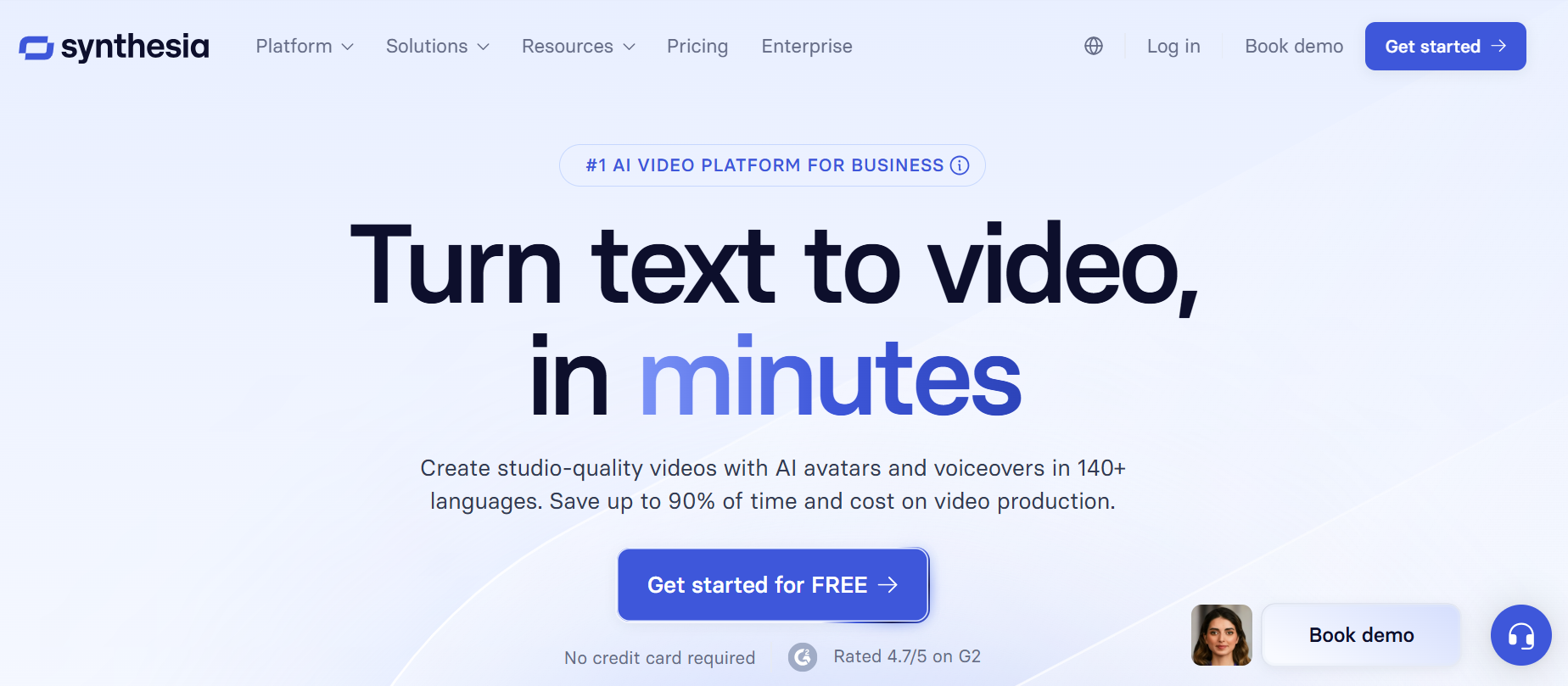 Synthesia's landing page