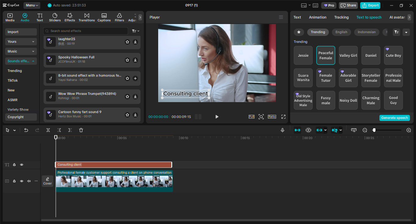 Interface of the CapCut desktop video editor - the best tool to change voice in videos