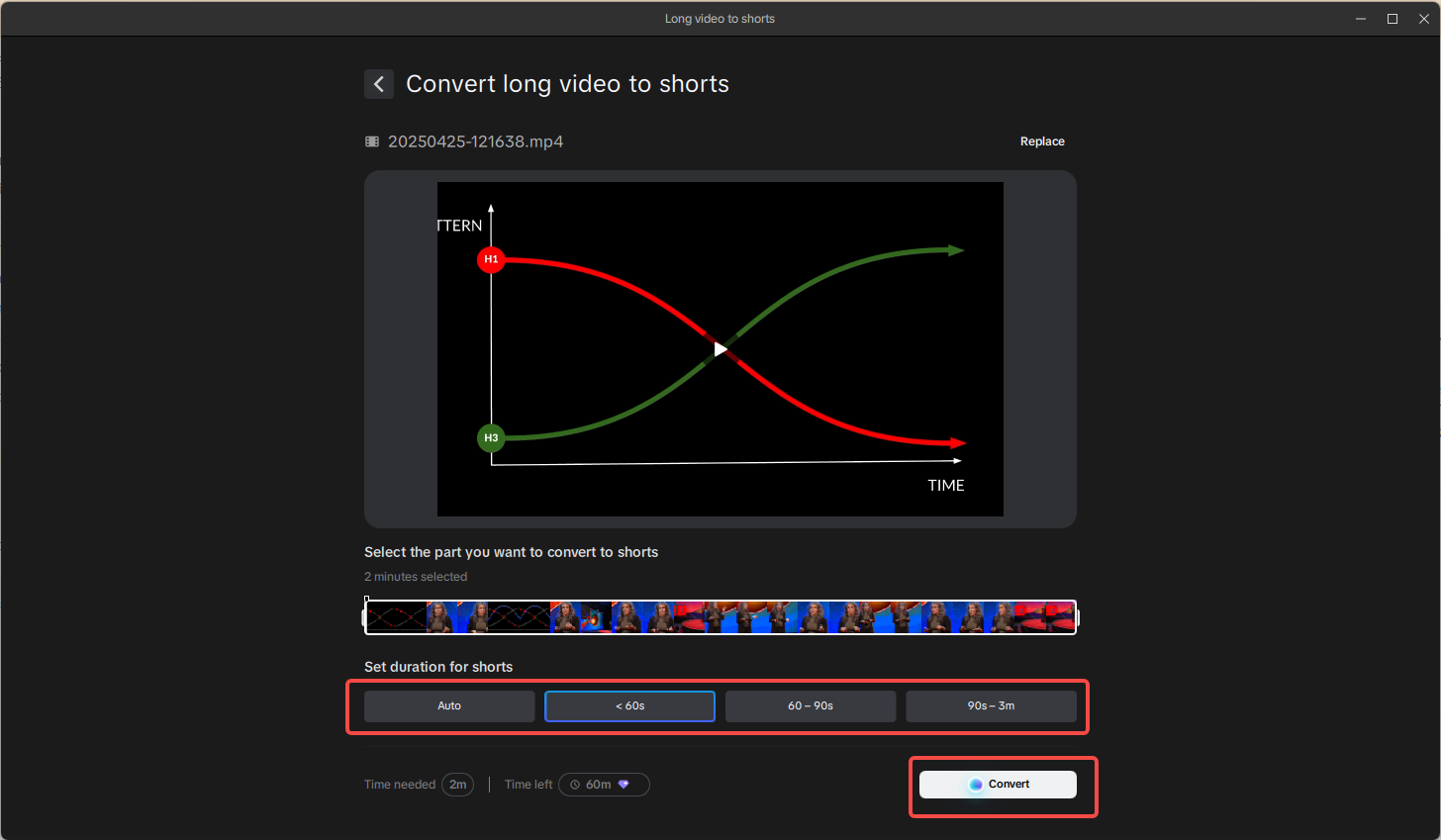 Convert the video into vertical shorts