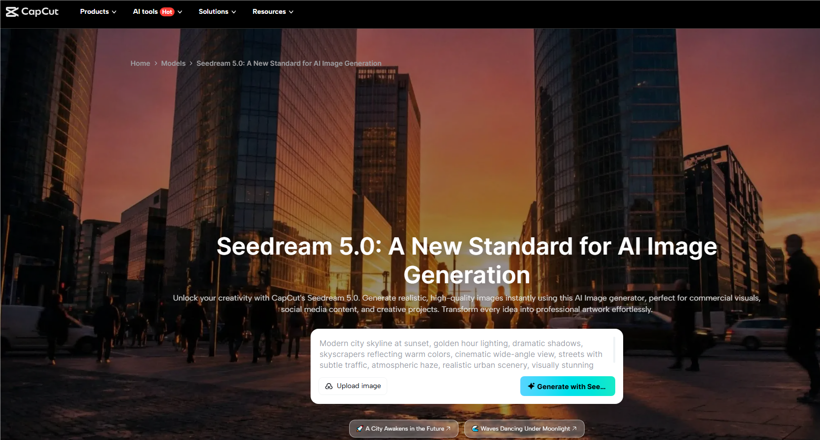 CapCut Modelo de generación de imágenes Seedream 5,0 AI
