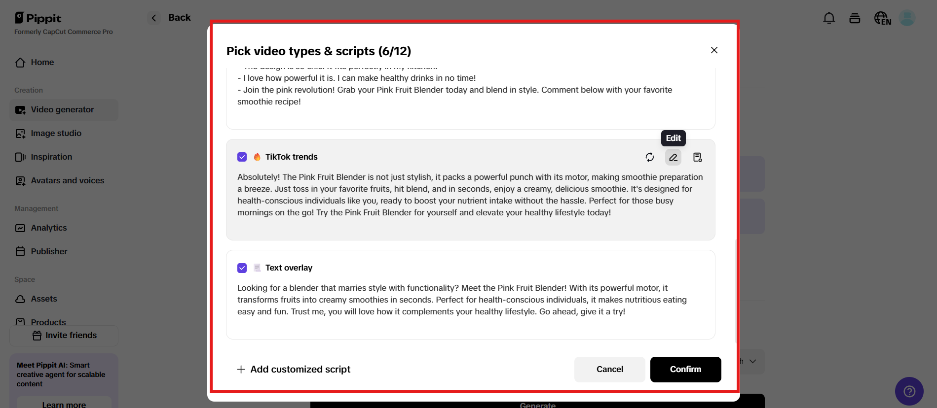 スクリプトを磨き、カスタマイズする