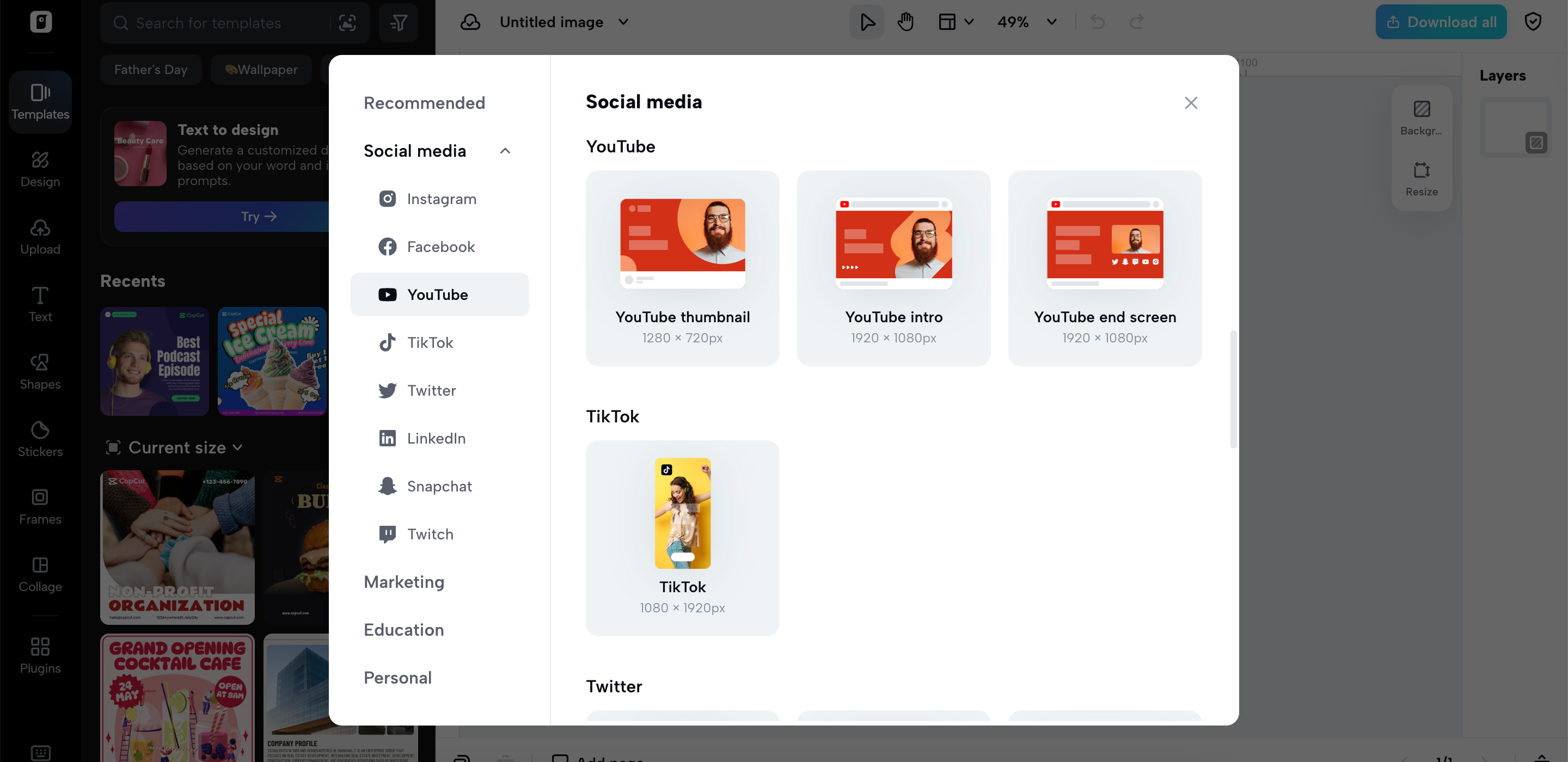 Pasadyang laki ng thumbnail