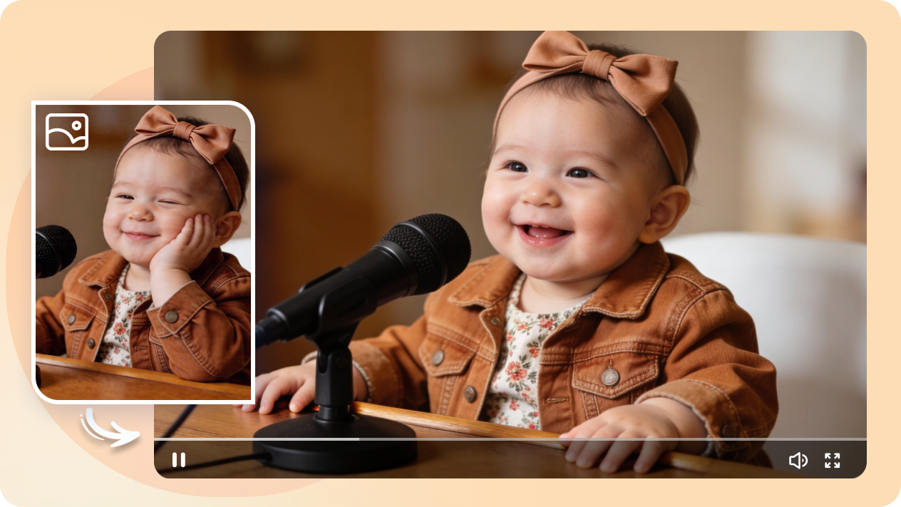 Tukar mana-mana foto menjadi hos podcast bayi yang bercakap
