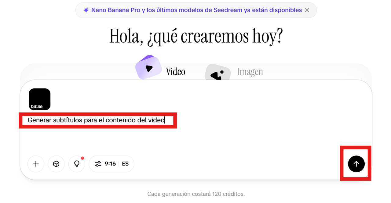 Introducir la instrucción y confirmar