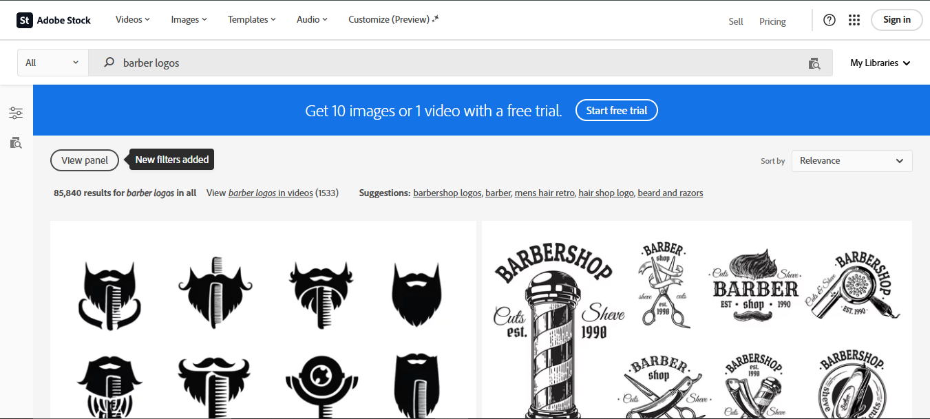 Adobe Stock - a perfect tool for making barber shop graphic design logo