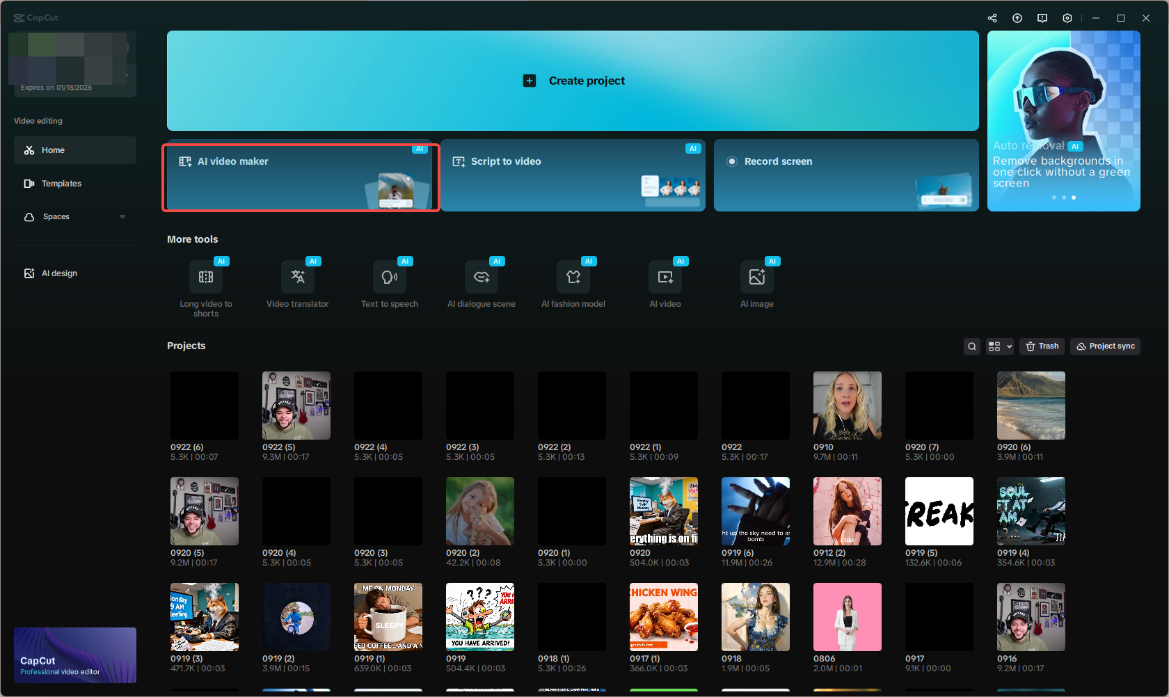 Access the AI video maker