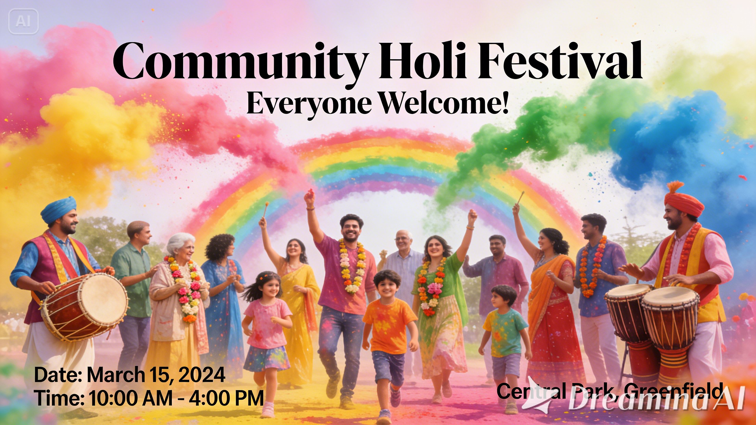 Community Holi festival announcement