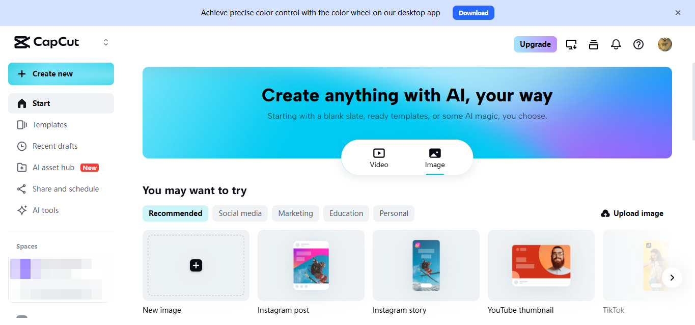CapCut Web interface