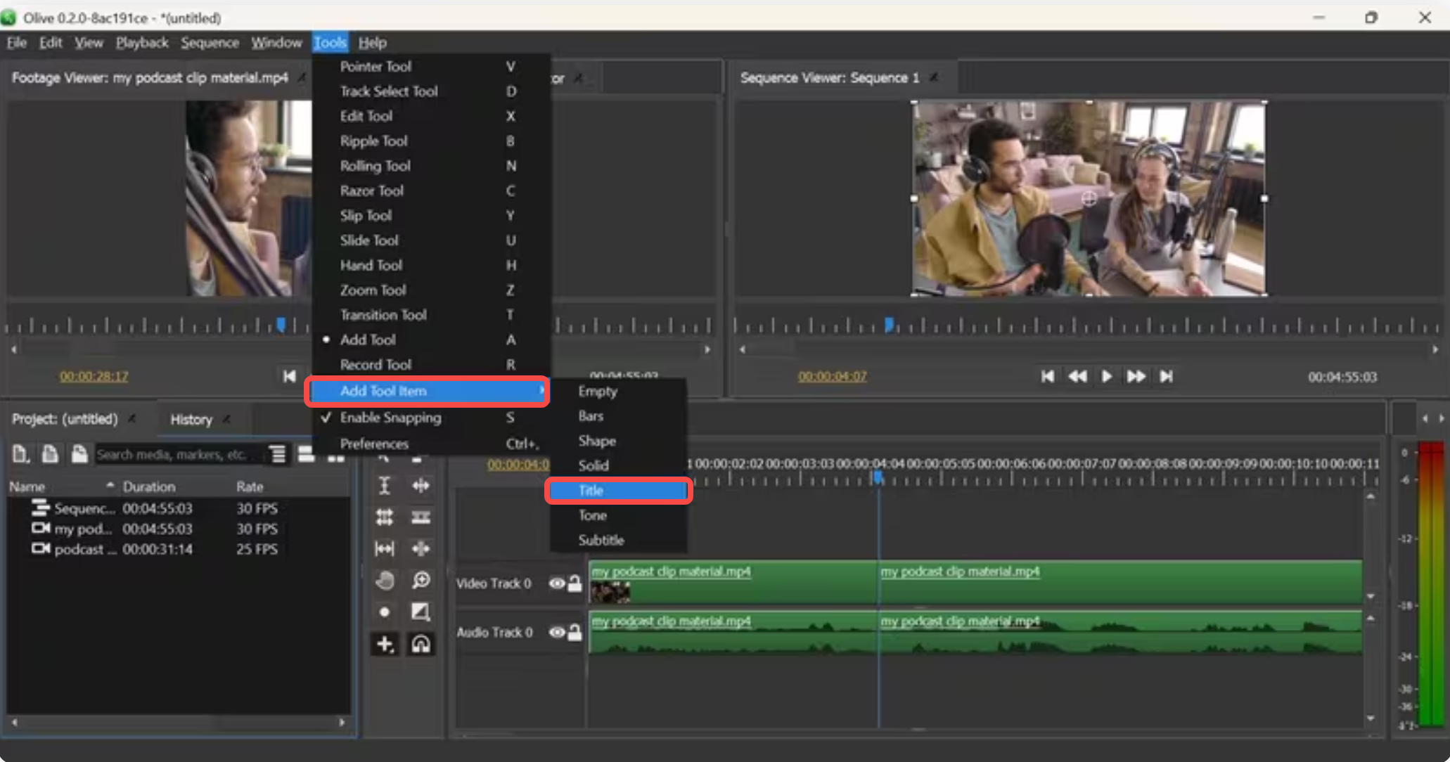 Exportieren des Videos in HD aus dem Olive Video Editor