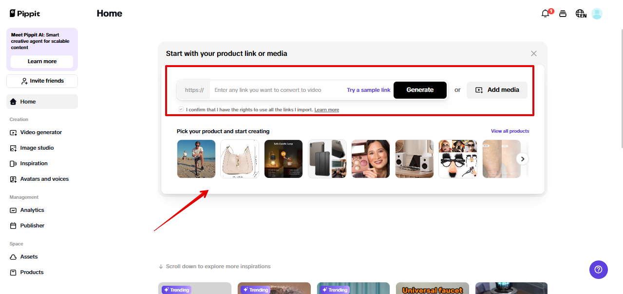 Pippit video generator