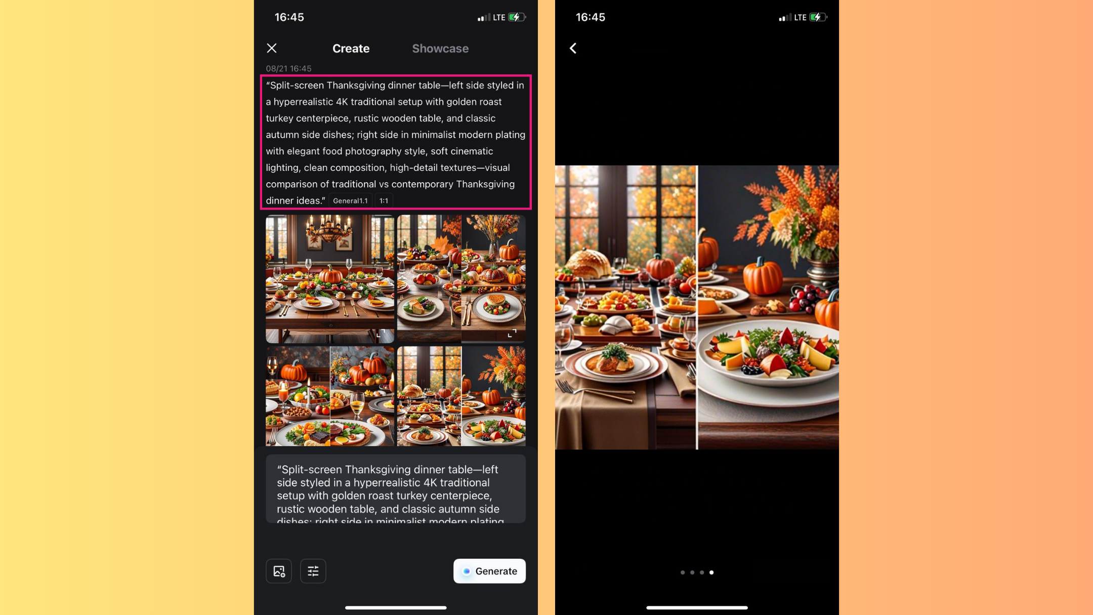 Generate Thanksgiving dinner images