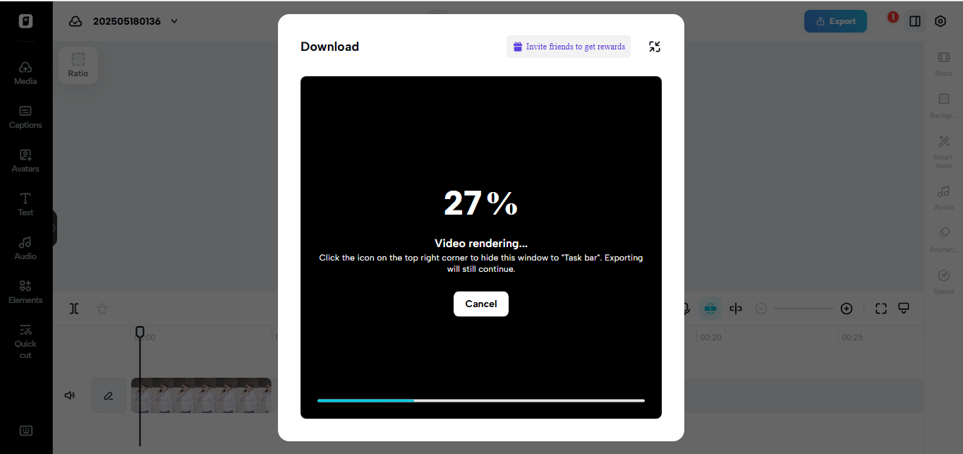 Video rendering in Pippit's video editor