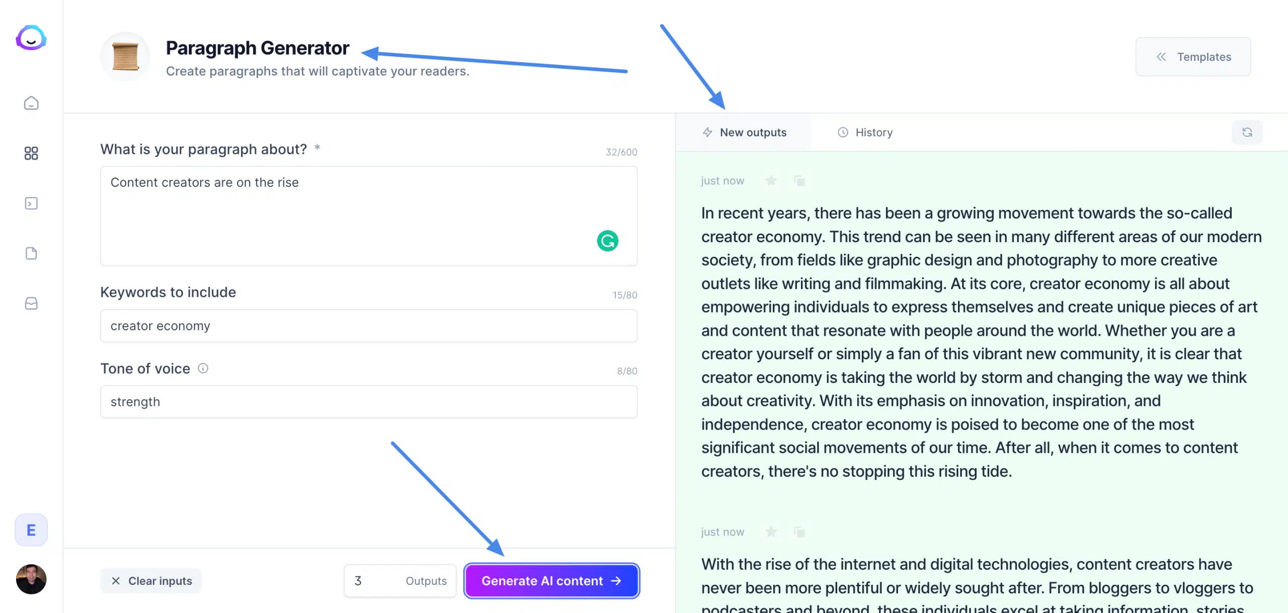 Jasper paragraph generator