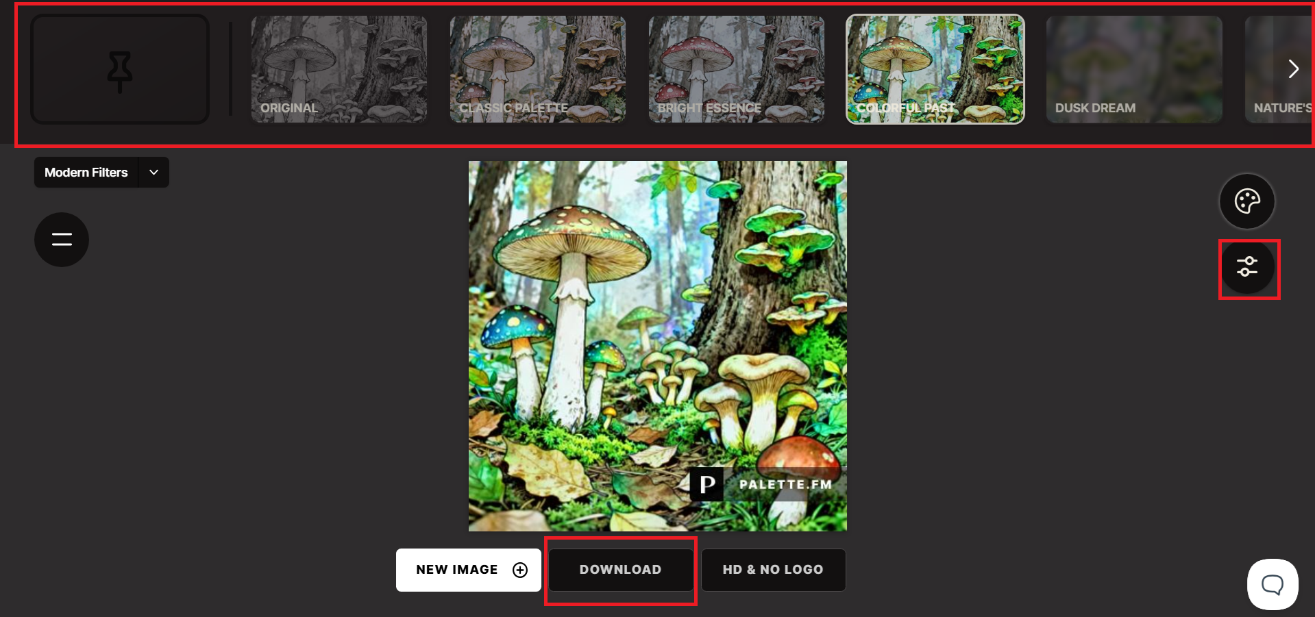 Terapkan gaya warna dan unduh