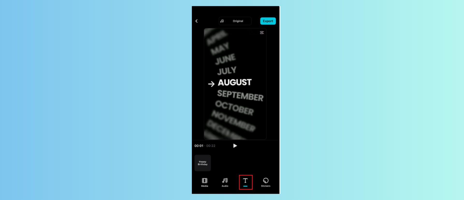 CapCut App text editor