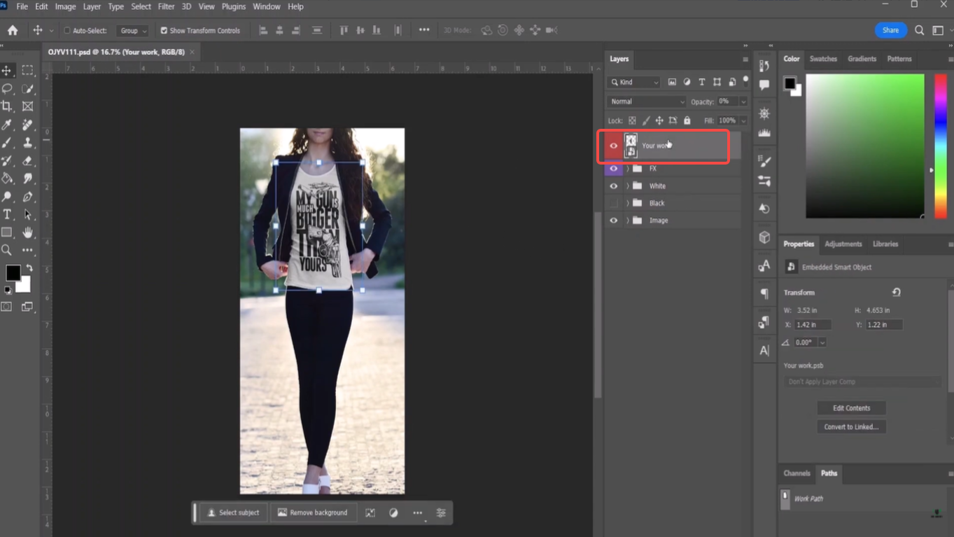 Locate the smart object layer