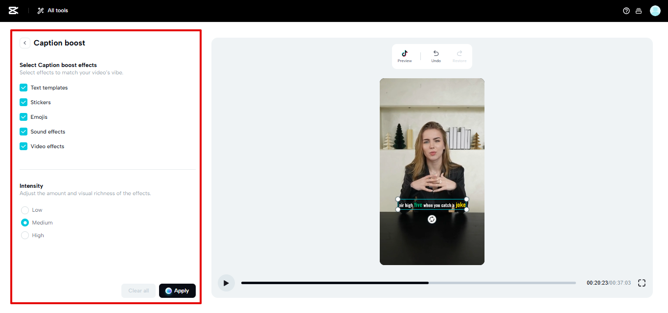 CapCut Web caption boost