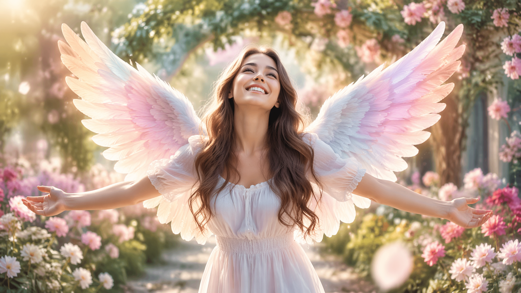 Dreamina add angel wings to photos prompt example 6: Angel wings social edit