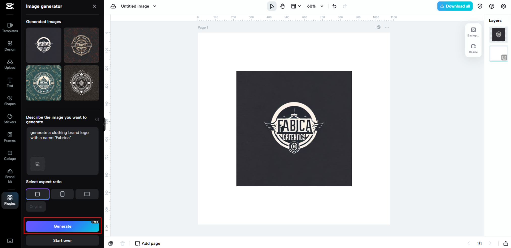 Converting text to a logo in CapCut Web