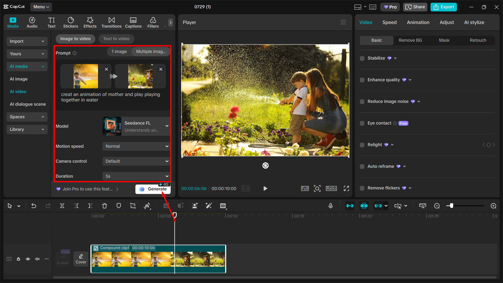 Converting an image into a video