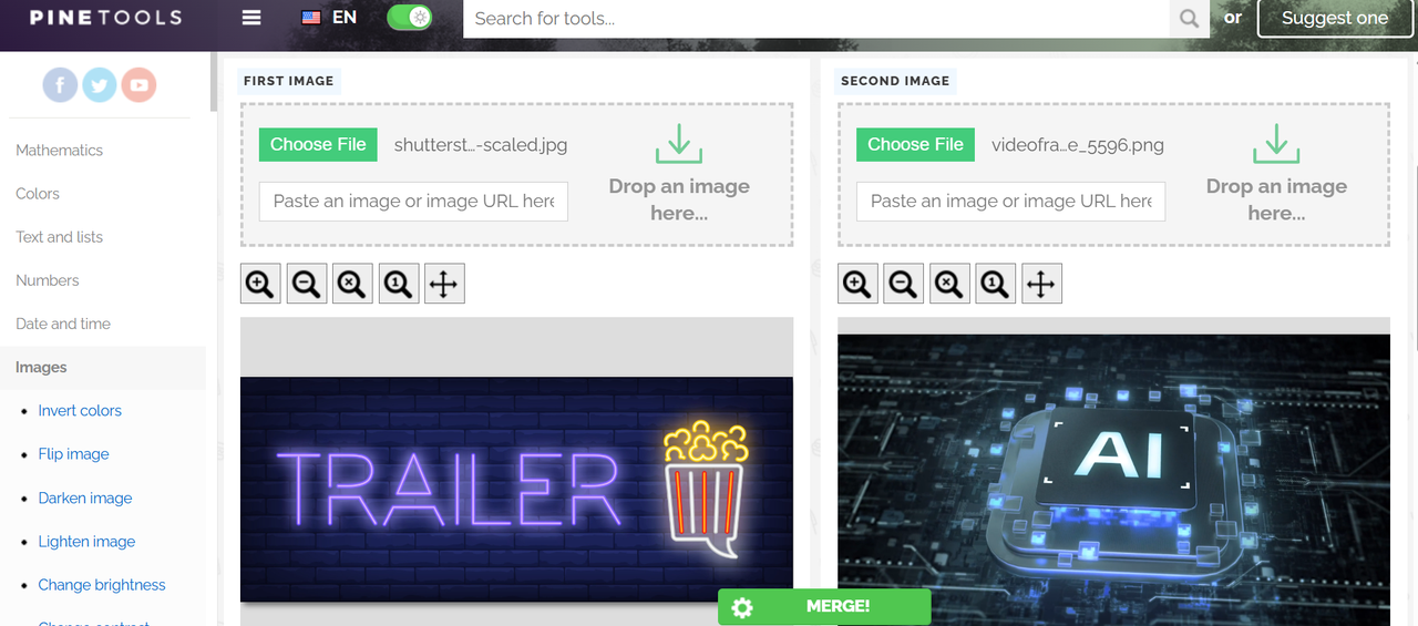 PineTools interface