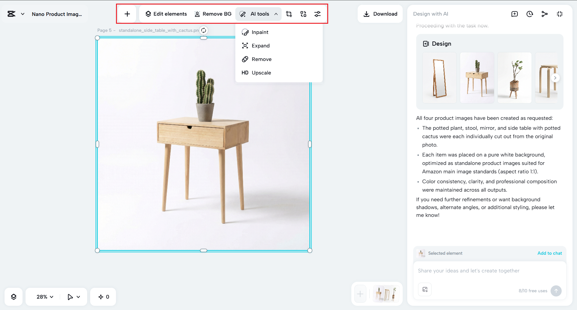 Edit (optional) your results